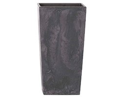 Kunststof Bloembak met Vierkant Effect - 26,6L en Antraciet - 50x26,5x26,5 cm