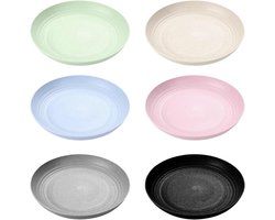 Kunststof Borden - Platte Schotels - Dagelijks Gebruik - Onbreekbaar en Licht - Set van 6 - Multicolor