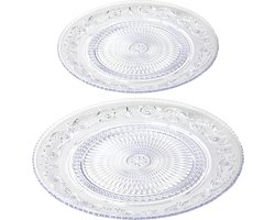 Kunststof borden - set 8x stuks - ontbijt/gebaksbordjes en dinerborden - 18 en 31 cm