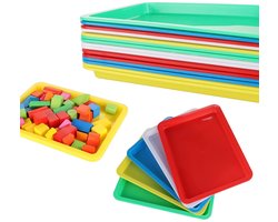 Kunststof dienbladen - multifunctioneel - 15 stuks - meerkleurig - 34 x 25 x 2,6 cm