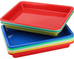 Kunststof Dienbladen Set - Activiteitendienbladen - 15 Stuks - 5 Kleuren - Rechthoekig - 28 x 21,5 cm
