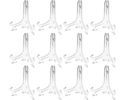 Kunststof displaystandaards - Set van 12 ezels displaystandaards voor decoratie - Hoogte 7,5 cm (3 inch) - voor foto's of andere items op bruiloften, huisdecoratie, verjaardagen, tafels - transparant - 3in