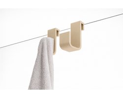 Kunststof Douchehaken – Set van 2 – Voor Handdoeken & Glazen Douchewanden 6‑8 mm – Beige