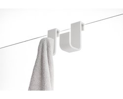 Kunststof Douchehaken – Set van 2 – Voor Handdoeken & Glazen Douchewanden 6‑8 mm – Wit