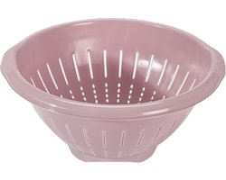 Kunststof keuken vergiet/zeef 30 x 14 cm met rand in kleur oud roze - Eten schoonmaken/afgieten