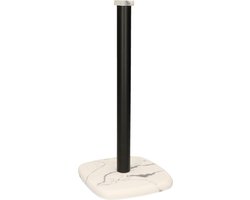 Kunststof keukenrolhouder marmerlook 25 cm - Keukenpapier/keukenrol houders - Wit