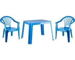 Kunststof kindertuinset tafel met 2 stoelen blauw