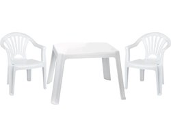Kunststof kindertuinset tafel met 2 stoelen wit