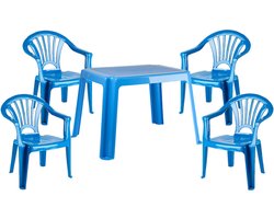 Kunststof kindertuinset tafel met 4 stoelen blauw