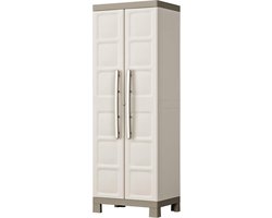 Kunststof Opbergkast - Hoge Kast Balkon - Tuin Terras Opslag - Verstelbare Planken - 65x45x182 cm - Zandkleur