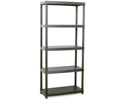 Kunststof Opbergrek, Kunststof rek, zwart, 60 x 30 x 181 cm, 5 legplanken, kan met 100 kg, Stellingkast, opbergrek kunststof 5 planken, opberg rek, Voor Keuken, Berging, Woonkamer en Badkamer - Stellingrek