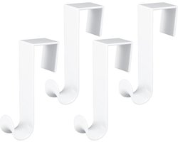 Kunststof over deurhaken - 4 stuks deurhanger haak - witte kapstok haak - plastic deurhaken voor kleding handdoeken - slaapkamer keuken badkamer .