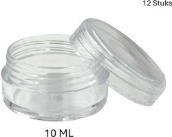 Kunststof Potjes 10ml - Hervulbaar - Multifunctioneel - Reisverpakking - Hobbymateriaal - 12 stuks