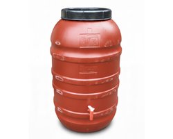 Kunststof Regenton Terracotta 220 L, inclusief Kraan – Waterton / Watervat - Recycled - Noodopvang Water - Op=Op