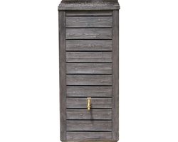 Kunststof Regenton Woody 230L - Houteffect - Muur model - DonkerBruin
