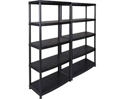 Kunststof Rek - Opbergrek Systeem - Zware Lasten Opslag - Gerecycled Materiaal - 2 Stuks 92x45x185cm - Zwart