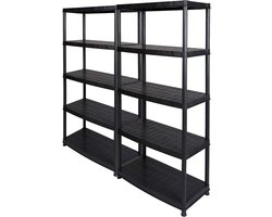 Kunststof Rekken - Opbergrek Systeem - Zware Lasten Opslag - Gerecycled Materiaal - 92x45x185 cm - Zwart