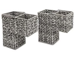 Kunststof Rieten Opslag Mand Set 14,5 inch met Handgrepen - 2 Stuks