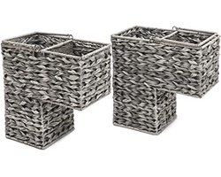 Kunststof Rieten Opslag Mand Set 14,5 inch met Handgrepen - 2 Stuks