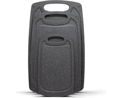 Kunststof snijplanken set - Zwart - 3 stuks - Met anti-slip handvaten - Stijlvol design - Geschikt voor vaatwasser - BPA-vrij Kunstof