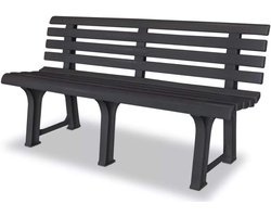 Kunststof Tuinbank - 3-zits Bank - Buiten Zitten - Eenvoudige Montage - 145 cm Breed - Antraciet