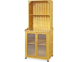 Kunststof Tuinkast - Tuinkast met Legplank - Houtlook - Bruin - 75cm x 52cm x 180cm