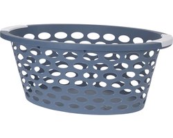 Kunststof wasmand blauw 25 liter - draagbaar - met handvatten - rechthoekig