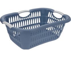 Kunststof wasmandje blauw 15 liter L40 x B30 x H20 cm - Draagwasmandje met handvatten