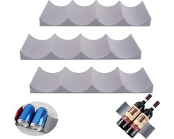 Kunststof Wijnrek - 3 Flessenhouders - Kunststof Wijnstandaard - Flessenrek - Rode Wijn - Wijnhouder in Europese Stijl voor Keuken - Werkblad - Voorraadkast - Koelkast - Grijs