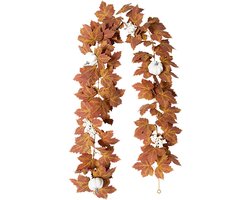Kunststoffen Esdoorn Bladeren Guirlande - Herfst Decoratie Serie - 175 cm Lange Slinger - Warme Herfst Kleuren - Voor Binnen En Buiten Gebruik - Thanksgiving Kerst Halloween Huis Feest Decor