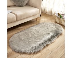 Kunstwollen vloerkleed/mat voor woonkamer, bank en slaapkamer; 40*60cm (grijs)
