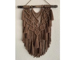 Kupeli - Muurdecoratie - macramey - macramé - handgemaakt - knopen - touw - wanddecoratie, wandkleed - 163 - Bruin