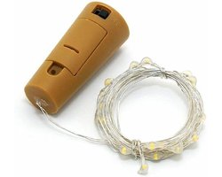 Kurk met LED lichtsnoer met timer voor in wijnfles 80 cm - Flessenverlichting - Flessen verlichting/lichtjes/led lampjes warm wit