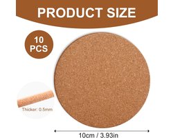 Kurk Onderzetters - Set van 10 Ronde Absorberende Onderzetters - Herbruikbare Kurkmat voor Eettafel - Multifunctionele Placemat - Salontafel Decoratie - Bar Accessoires