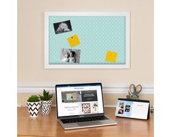 Kurk Prikbord - Decoratief Bord - Notities Ophangen - Gepatenteerd Canvas Ontwerp - 41 x 61 cm - Blauw Ketting