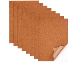 Kurkborden - 8 Stuks - Kurk Prikbord - Hout - Zelfklevend - Kurkplaten - Kurkbord voor wanddecoratie - Kurk steun - Rechthoekige kurkonderzetters - Voor wanddecoratie, doe-het-zelfprojecten, thuis, op school, op kantoor en in cafés - 297*210mm -Bruin