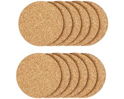 Kurken Onderzetters - 12 Stuks - Met Ronde Rand - Voor Dranken en Salontafel