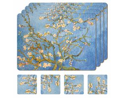 Kurken Placemat Set - Tafelbescherming - Set van 4 - Blauw - Kurk en Hardboard