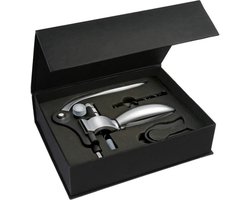 Kurkentrekker de Luxe  - Flessenopener - Wijnopener - Hoogwaardig aluminium - 3 delig - Geschenkdoos - Giftset - Cadeau