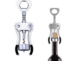 Kurkentrekker - Wijnopener - Premium RVS Fles Opener - Kurkentrekker Klassiek en Hoogwaardig - Klassieke Opener voor Wijn en Bier - Kurkentrekker Wijn - Kurkentrekkers