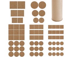 Kurkpads 220 Stuks - Zelfklevende Kurkmeubelpads - Bescherming Meubels/Vloeren - Kast/Deurbumpers - Onderzetters - Diverse Afmetingen - Meubelpads