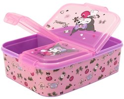 Kuromi Broodtrommel met Vakken - Lunchbox voor Kinderen met 3 Compartimenten - Roze