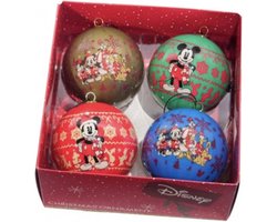 Kurt S. Adler kunststof kerstbal disney mickey mouse 7.5cm multi 4 stuks