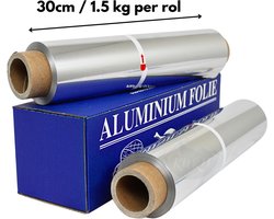 KURTT - 1 rol Aluminiumfolie in cutterbox 30 cm x 125 m, 14 mic + Doos / 1,6 kg