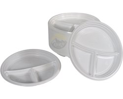 KURTT - 100 Plastic borden 3 vak - herbruikbare borden ( europese norm EN12875-1 gecertificeerd) vaatwasserbestendig - ø 22cm
