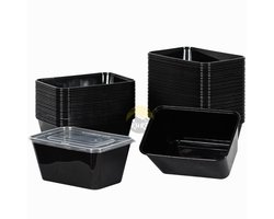 KURTT 100 stuks, 1000ml Meal prep bakjes (stevig en flexibel), Maaltijdbakjes, 1-voudig, magnetronbakjes, prep meal bakjes, herbruikbaar plastic bakje - magnetronbestendig, vaatwasmachinebestendig en herbruikbaar, klik dekselsluiting, BPA-vrij