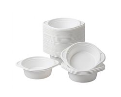 KURTT - 100x Plastic soepkom 350ml Wit - herbruikbare soepkommen met oortje ( europese norm EN12875-1 gecertificeerd) reusable soepbeker - 150x200x33mm