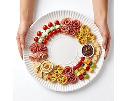 KURTT - 50x papieren borden - Ø 30cm - wegwerp borden - kartonnen borden - extra grote borden - buffetborden - catering - serveerborden wit