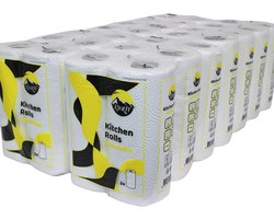 KURTT Keukenrol (VERNIEUWD papier dikte tot wel 25%) 64 rollen per zak - 2-laags cellulose wit, huishouddoeken 50 vellen per rol, met Ecolabel - Keukenpapier - Keukenrollen - keukenrol Voordeelverpakking