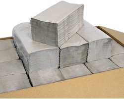 KURTT Papieren handdoekjes 1-laags, 5000 vellen (recycled tissue) grijs 25 x 23 cm, Z vouw papieren handdoekjes, handdoekjes papier